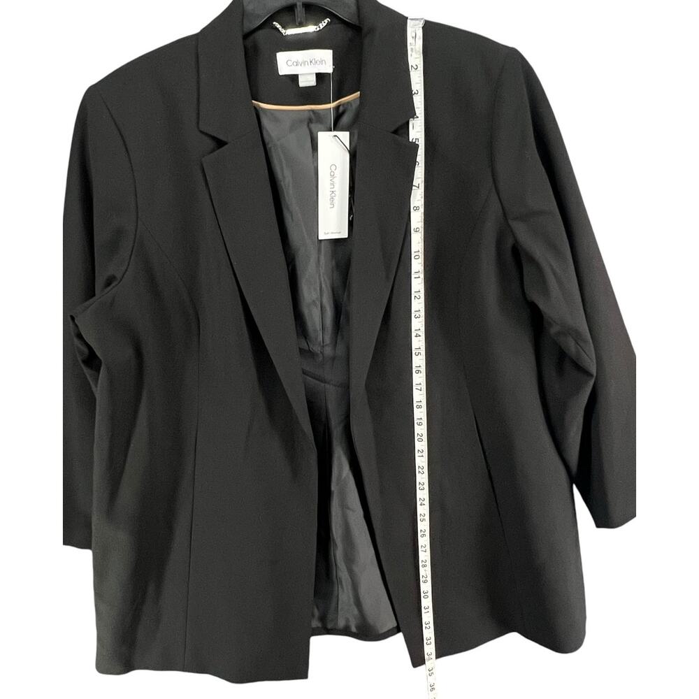 Calvin Klein Blazer Womens 20W Black Open Front Career Work Jacket Plus Size - Picture 8 of 16